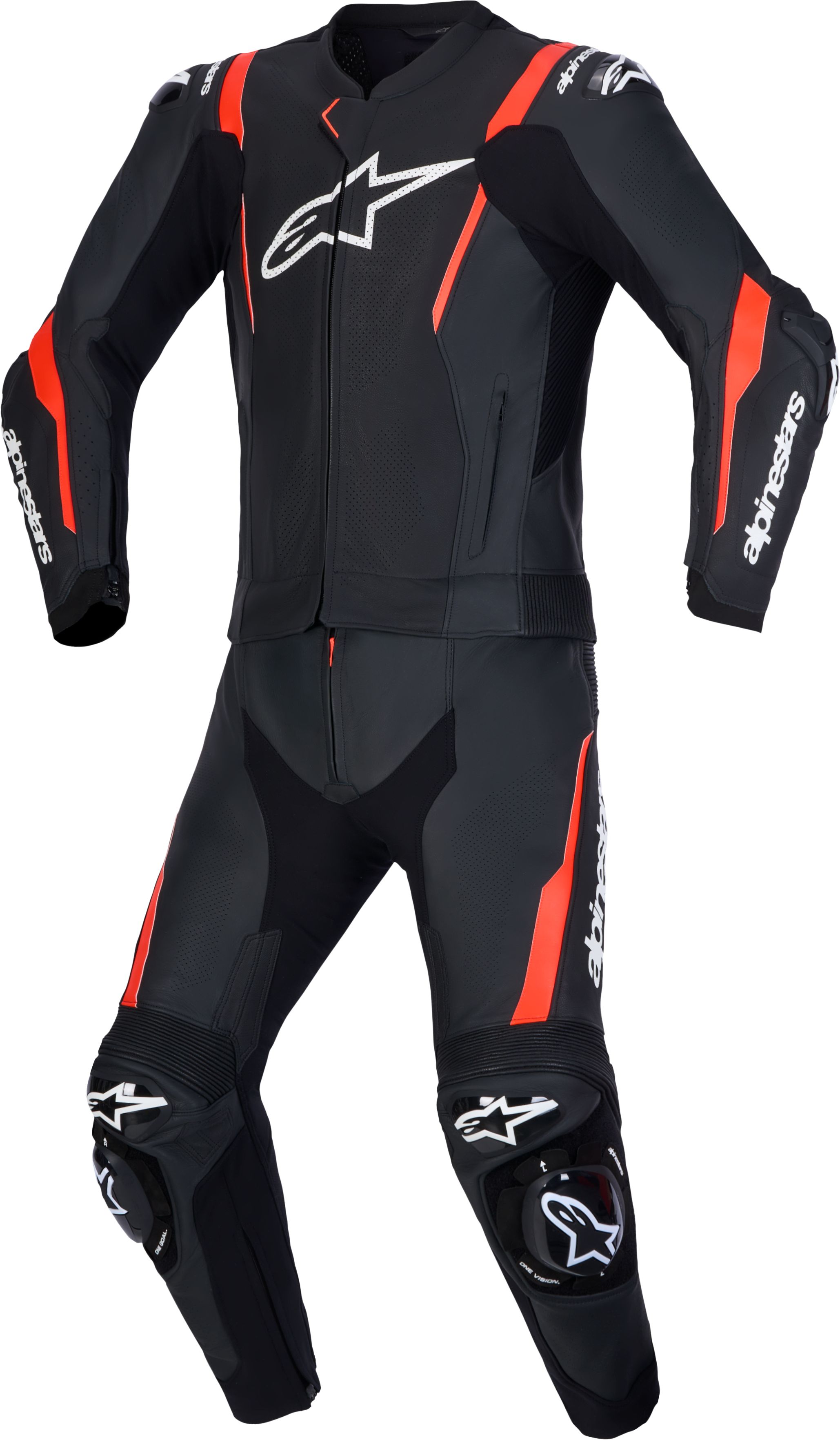 2-delig motorpak ALPINESTARS Missile V3 2PC Suit Zwart-Rood Fluo