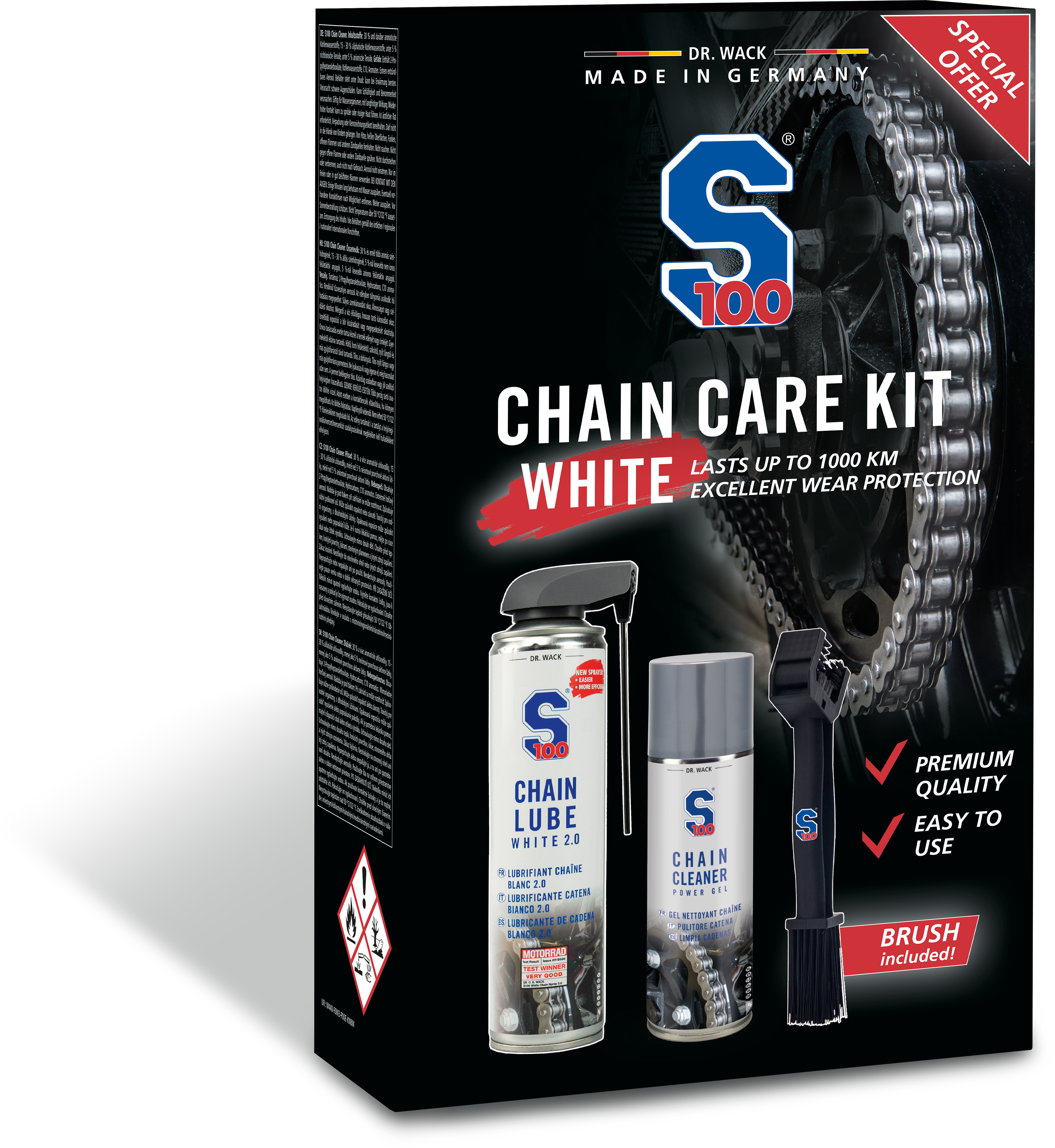 Chain lubricants S100 Maintenance kit spray white