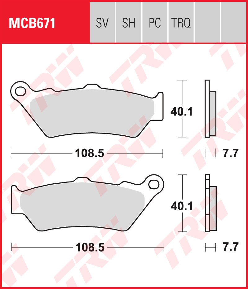 TRW Plaquettes de frein MCB671TRQ Sinter track