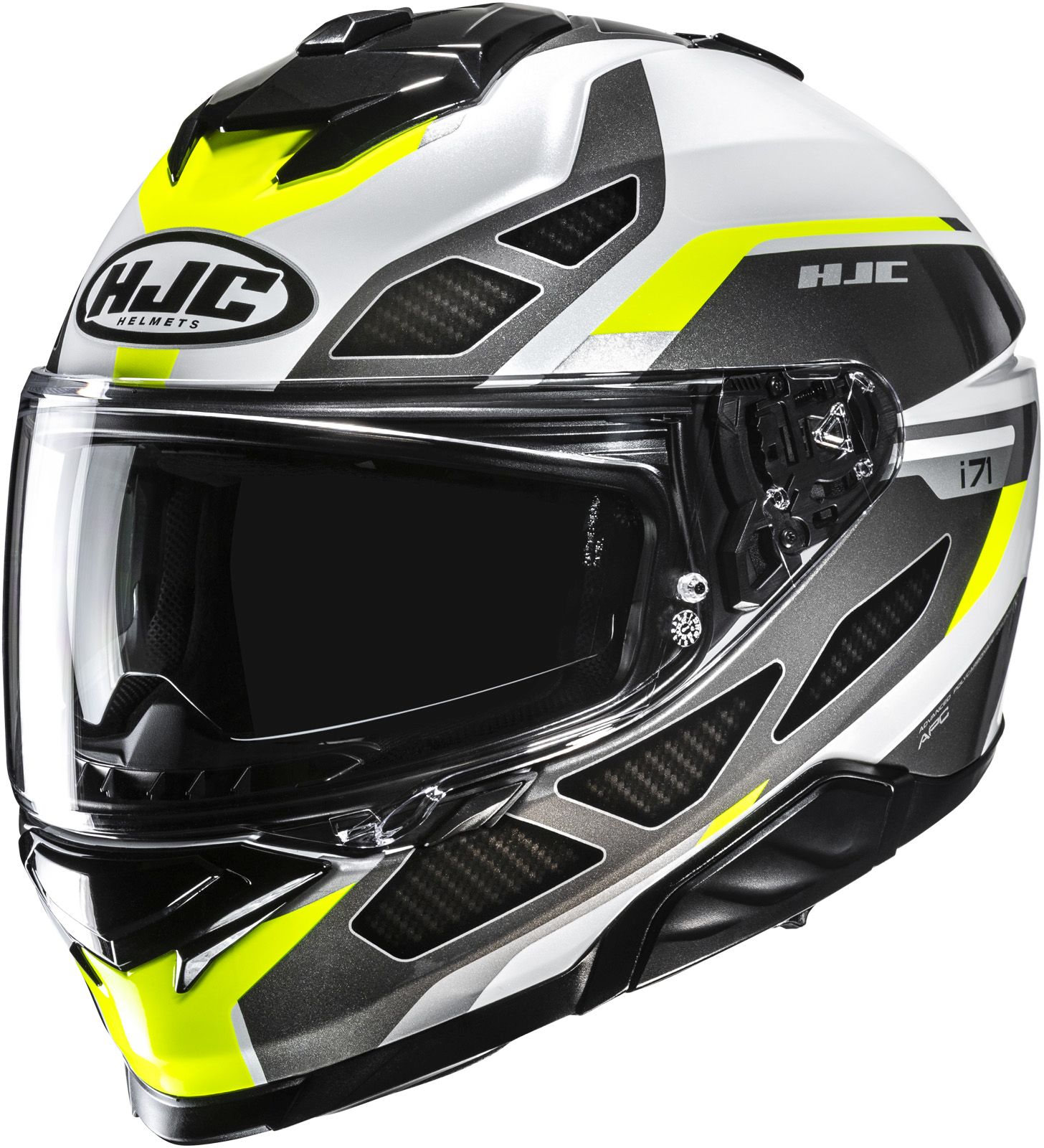 Casque intégral HJC i71 Zest Noir - Blanc Jaune fluo