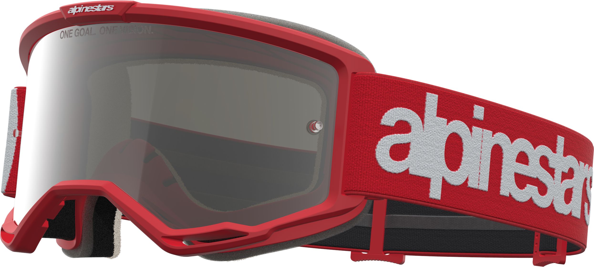 Cross goggles ALPINESTARS Vision 5 Hone Goggle Red-White-Mirror Silver