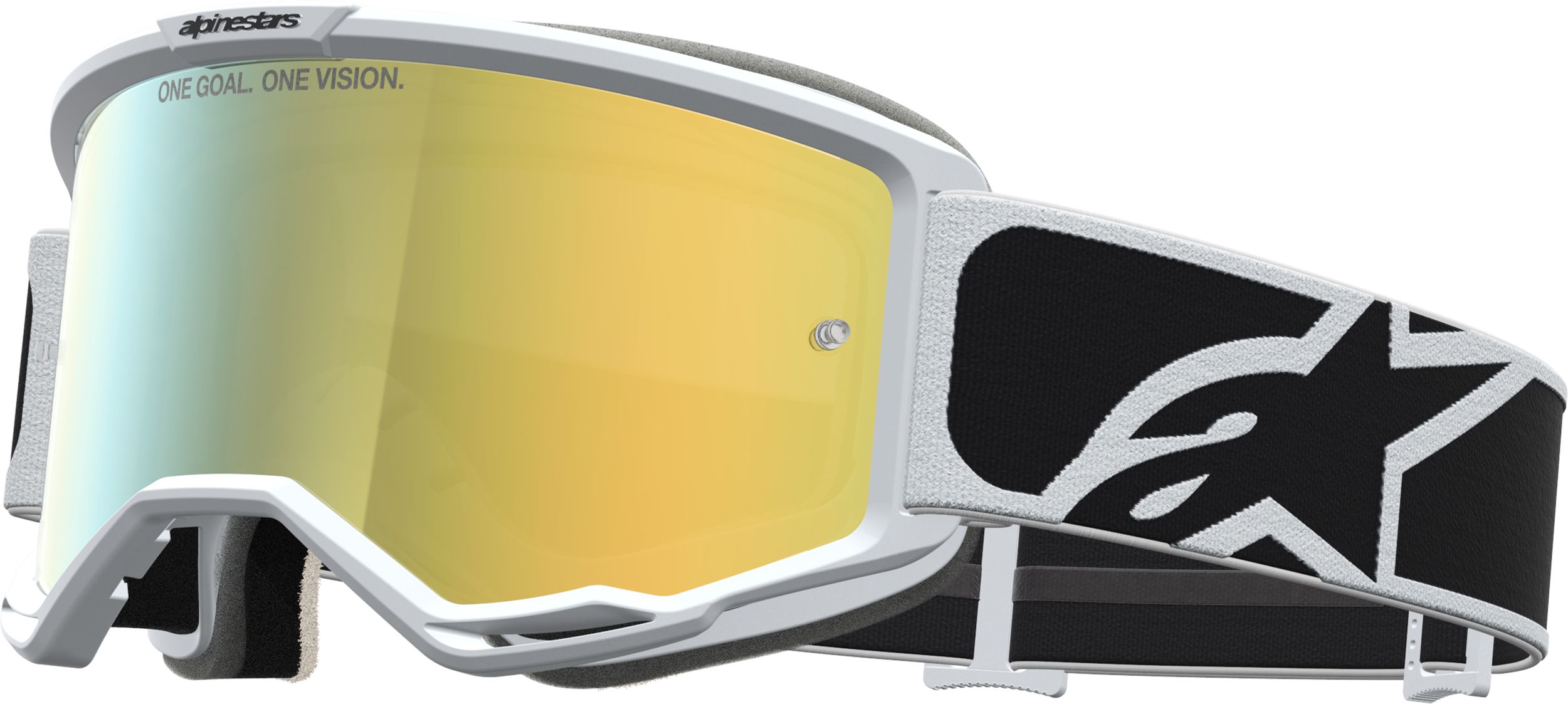 Cross goggles ALPINESTARS Vision 5 Rora Goggle Black-White-Mirror Gold