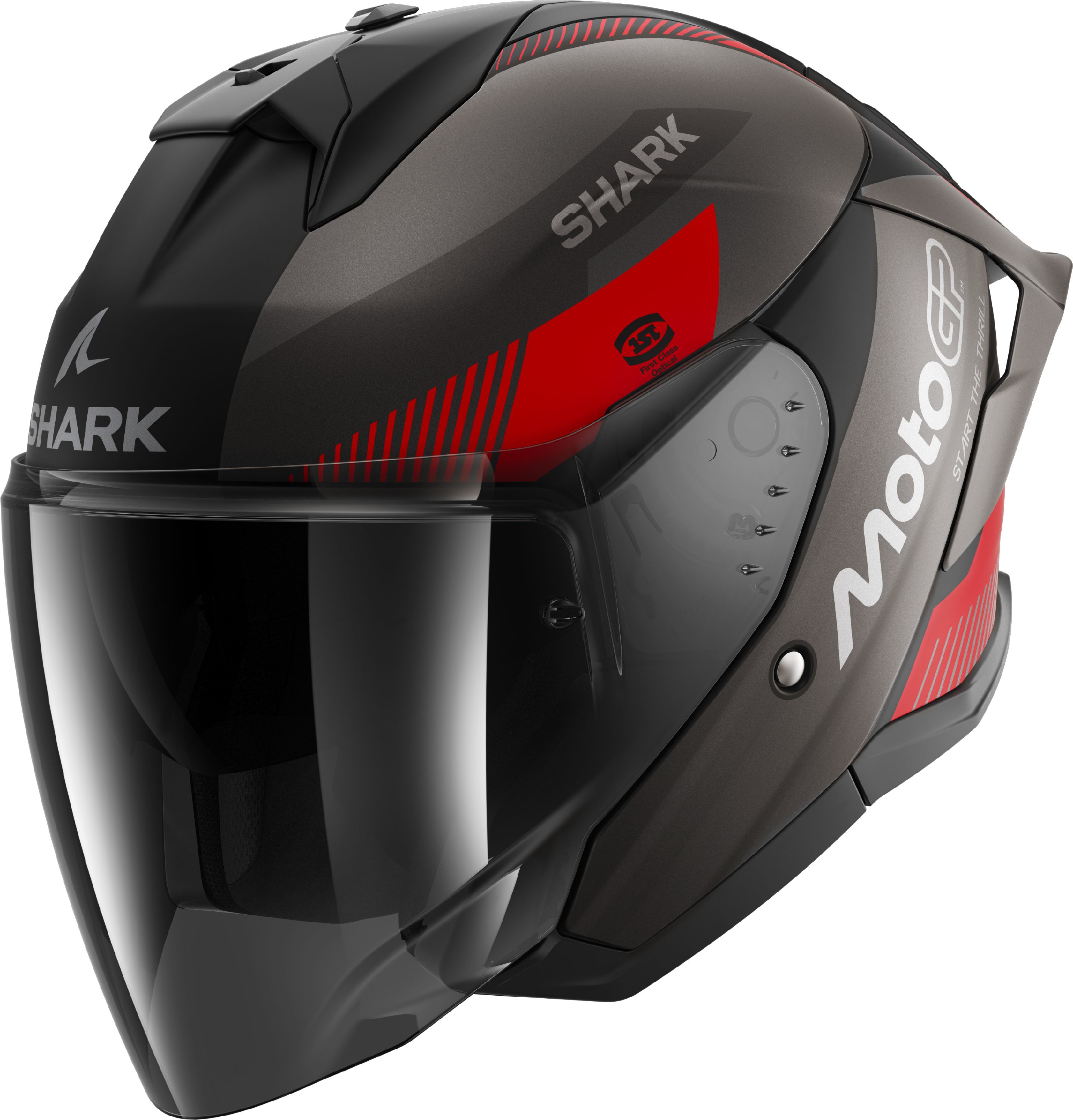 SHARK Skwal Jet Cup MotoGP Mat Zwart-Antraciet-Rood KAR