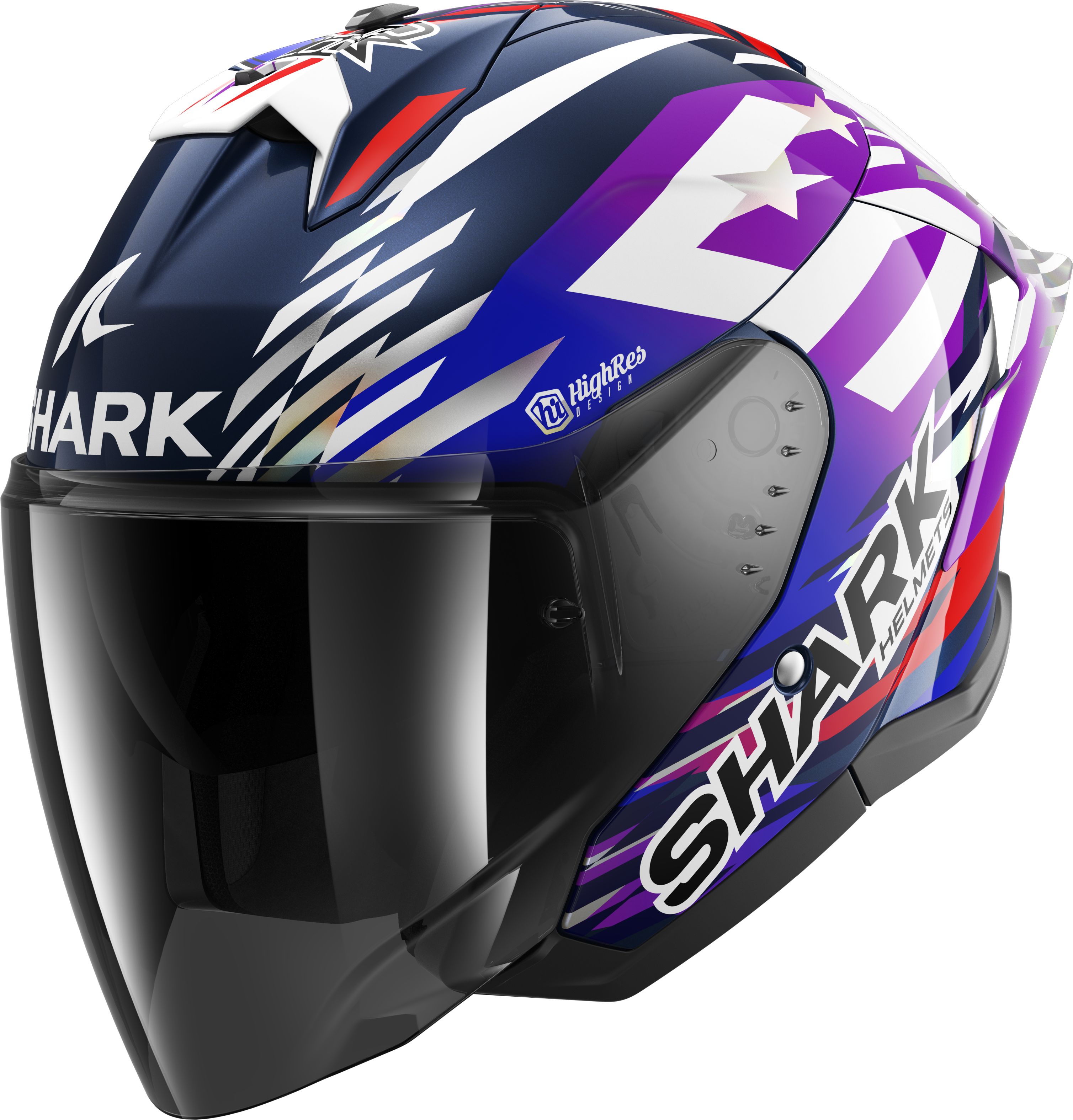 SHARK Skwal Jet Cup Replica Zarco Signature 2026 Bleu-Violet-Chrome BVU