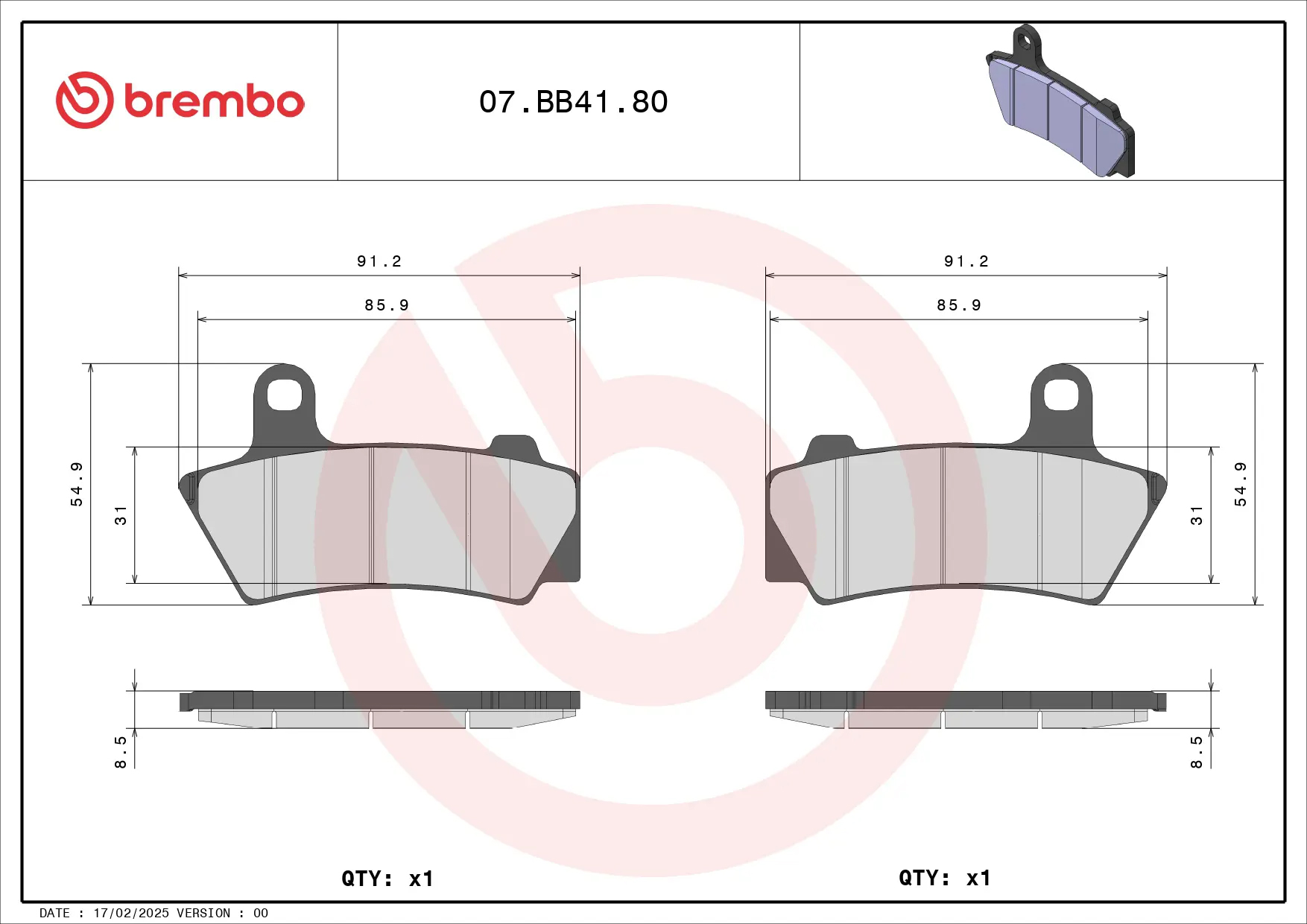 BREMBO Remblokken OEM Gesinterd Metaal 07BB4180