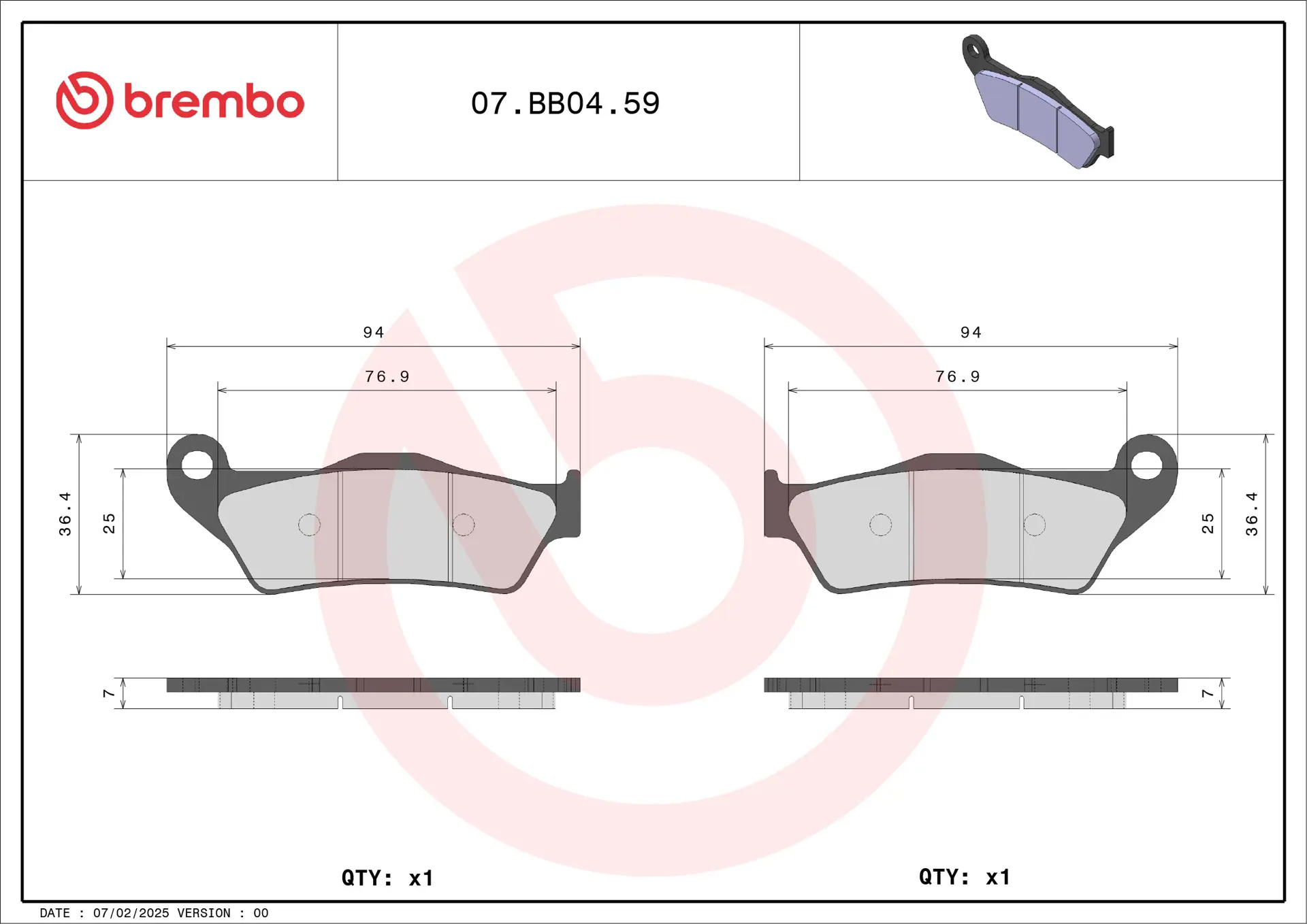 BREMBO Remblokken OEM Gesinterd Metaal 07BB0459