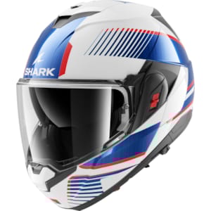 Casque modulable SHARK OXO Sikter Blanc-Chrome-Bleu WUB