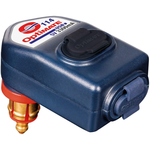 OPTIMATE O-114 dubbele USB-A/USB-C lader DIN plug 90° 3300mA