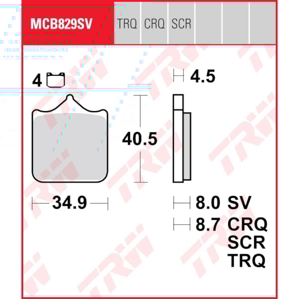 TRW Plaquettes de frein MCB829TRQ Sinter track