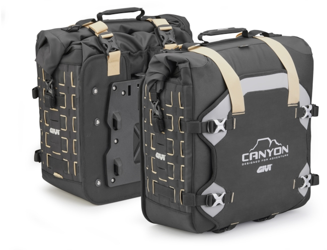 Zachte zij- en topkoffers GIVI Canyon Unifit 35+35l GRT709B