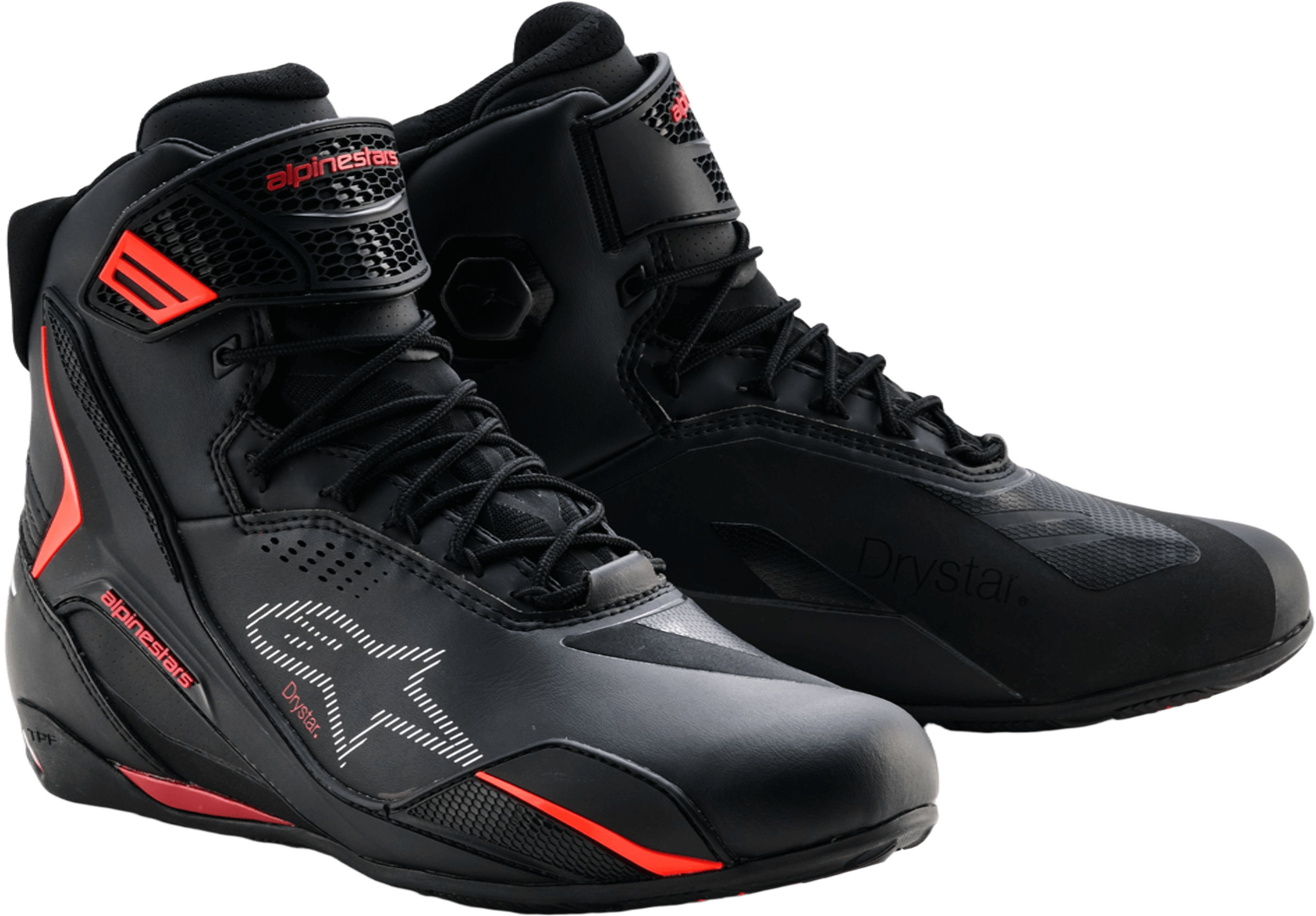 Men's motorcycle shoes ALPINESTARS Faster-4 Drystar Black-Rio Red-Red Fluo