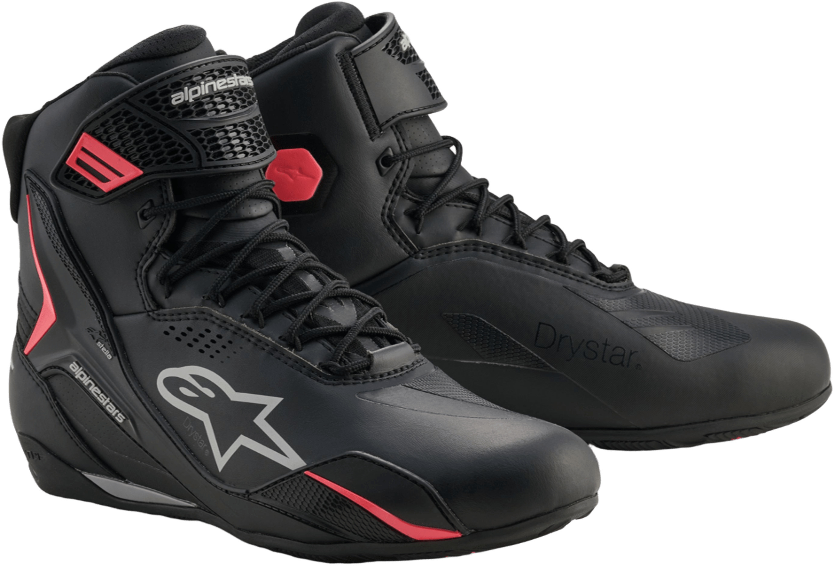 Chaussures moto femmes ALPINESTARS Stella Faster-4 Drystar Noir-Gris-Corail Fluo