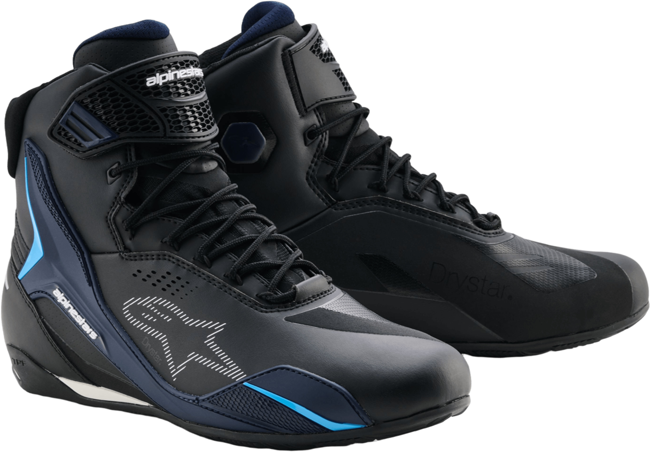Chaussures moto hommes ALPINESTARS Faster-4 Drystar Noir-Marine Nuit-Cyan