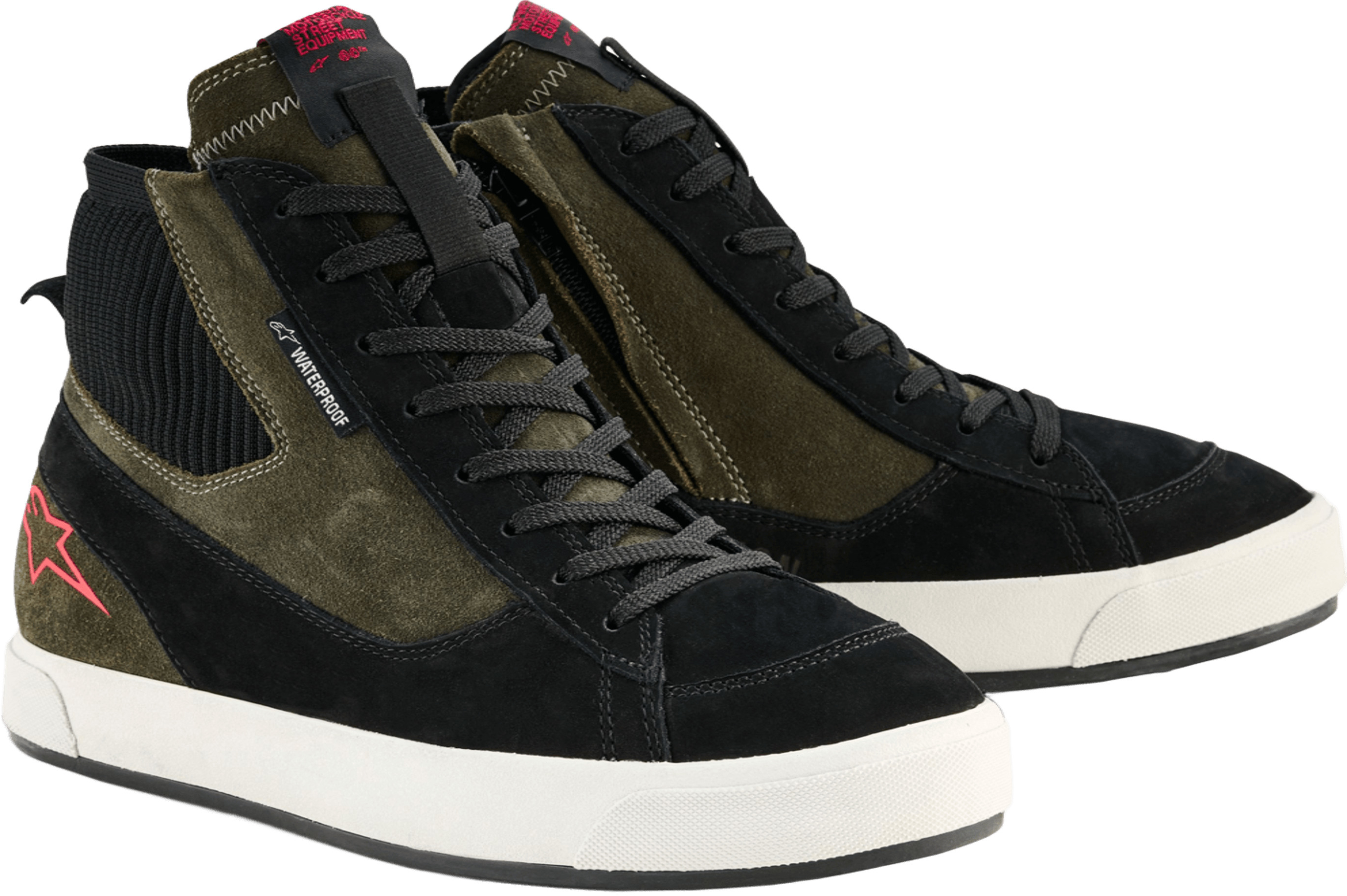 Chaussures moto hommes ALPINESTARS Stated Waterproof Shoes Vert Militaire-Noir-Blanc Cassé