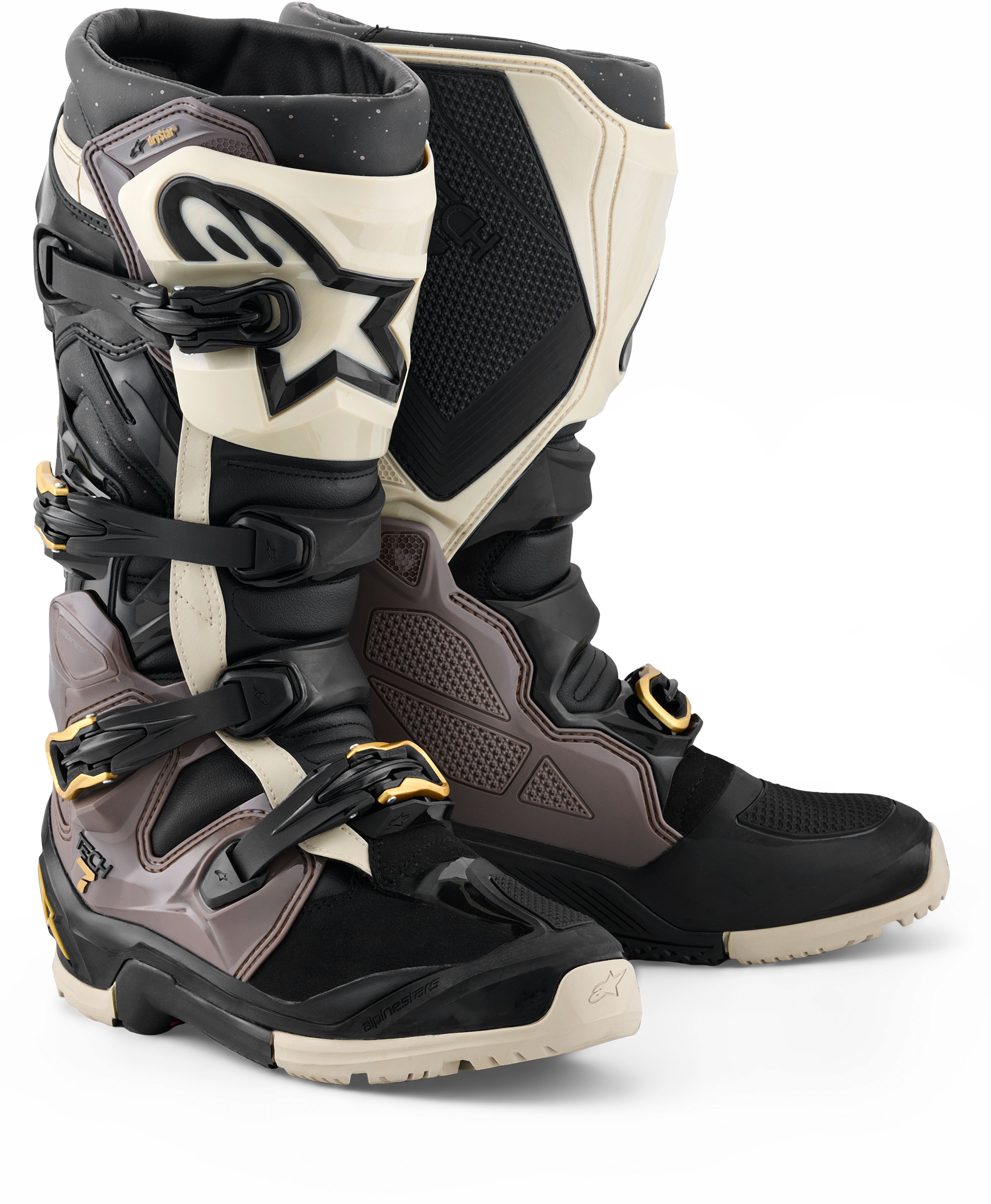 Bottes moto aventure ALPINESTARS 2026 Tech 7 Enduro Drystar Noir-Gris Foncé-Or