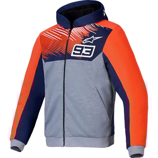 ALPINESTARS Chrome V2 Sport Hoodie MM93 Bleu Marine-Gris Mélange-Rouge Fluo