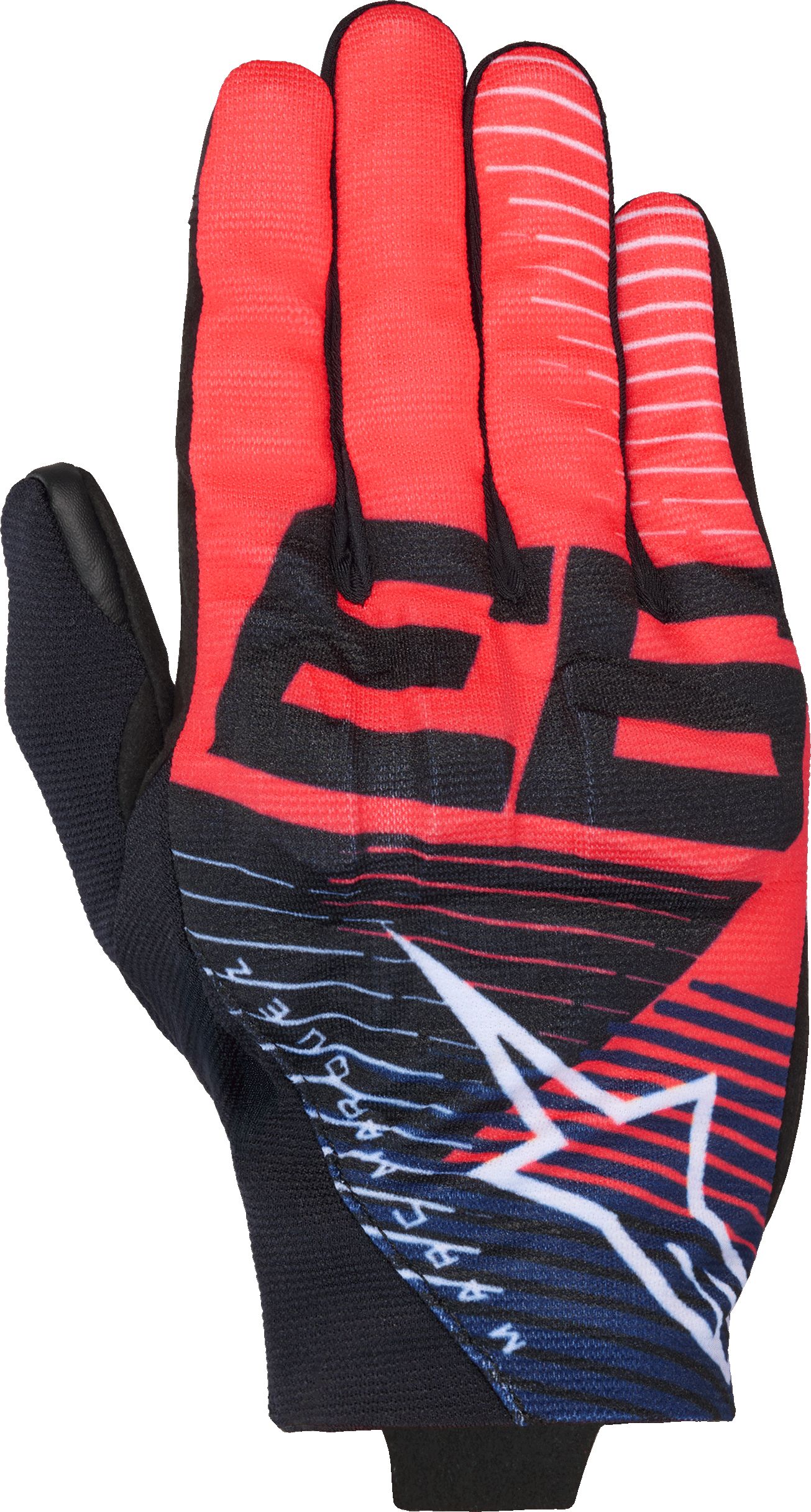 Men's summer gloves ALPINESTARS Reef V2 MM93 Black-Red Fluo-Blue Navy-White