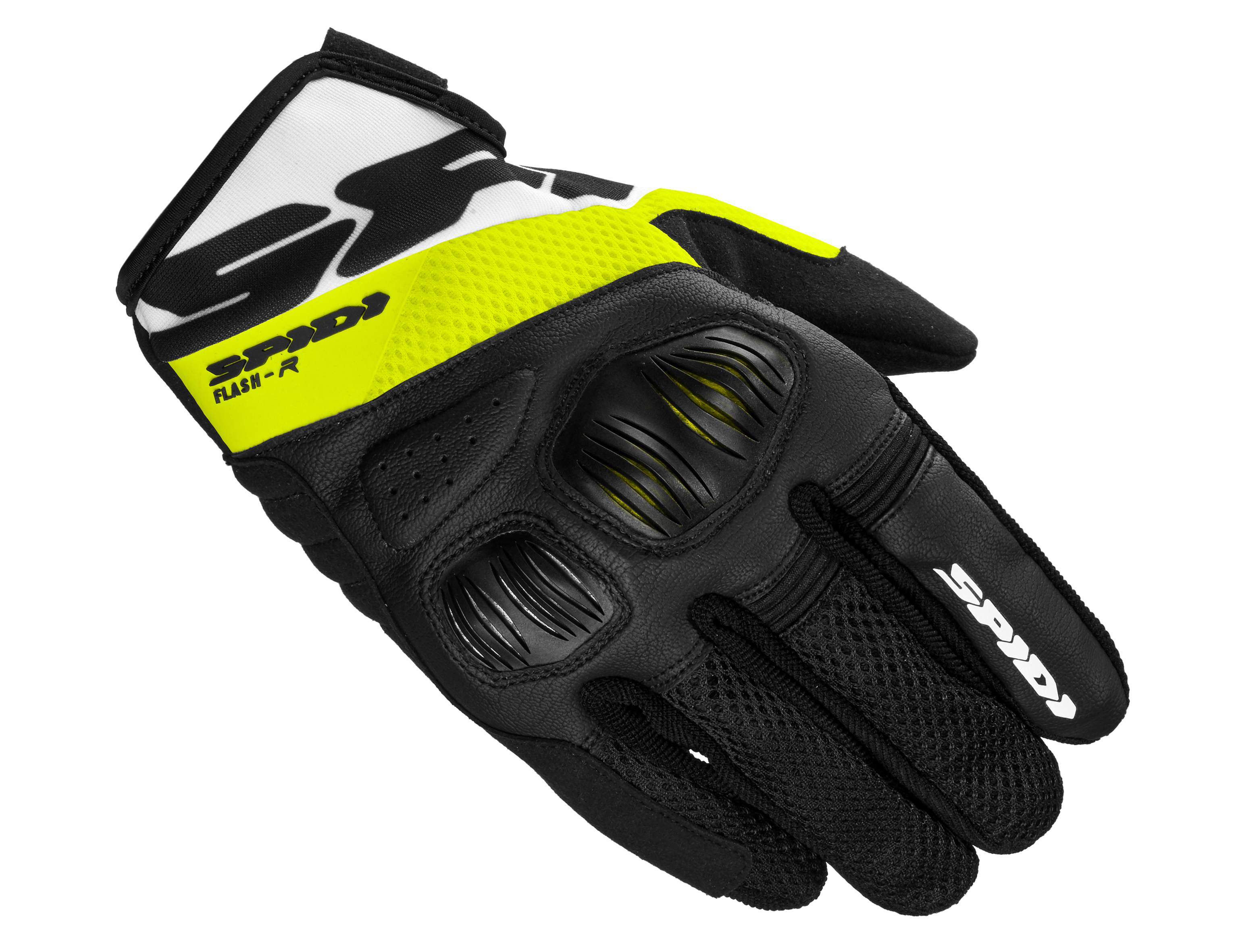 Zomerhandschoenen heren SPIDI Flash-R EVO Zwart-Fluo geel-Wit