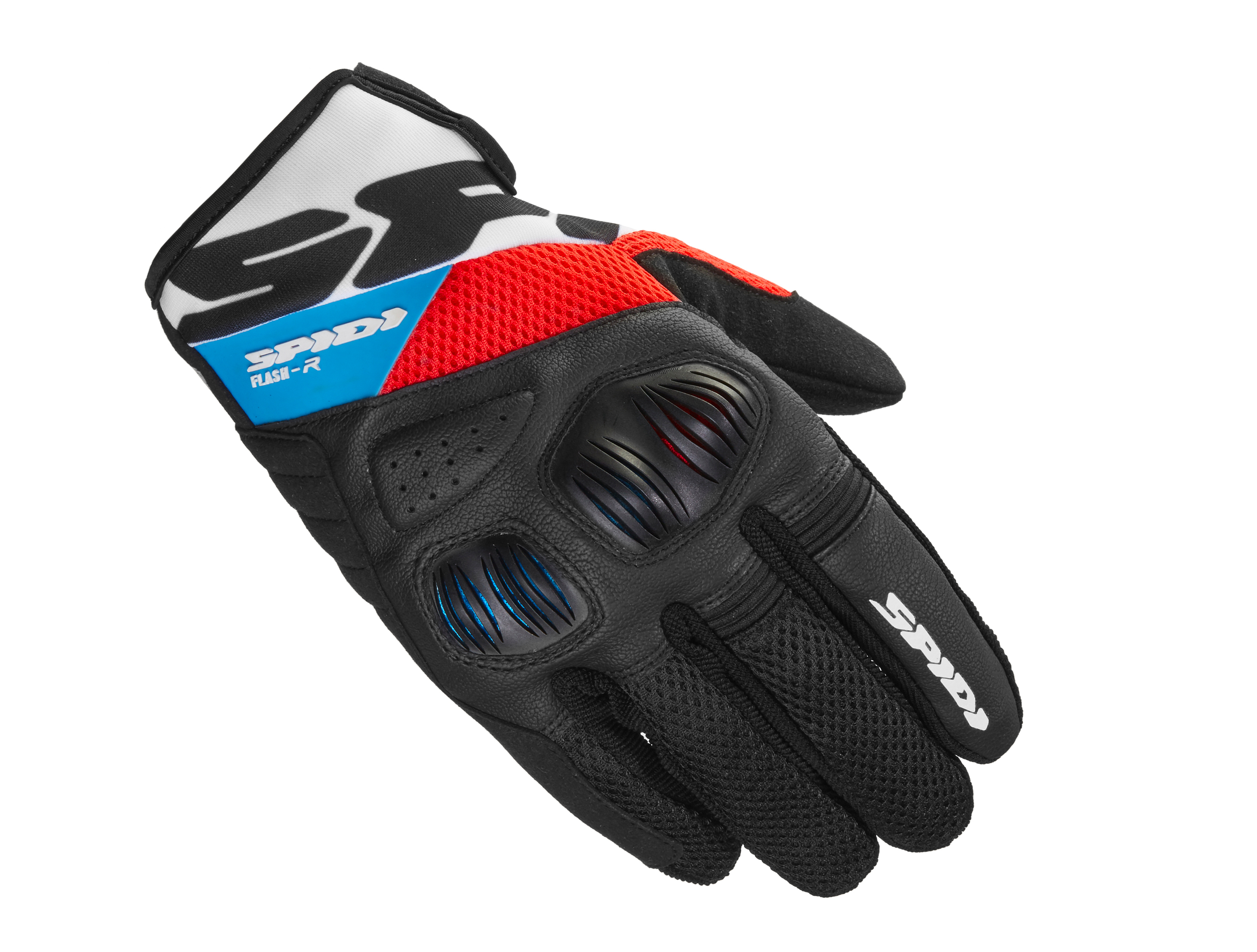Gants été hommes SPIDI Flash-R EVO Noir-Rouge-Bleu-Blanc