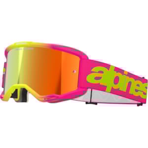 Lunettes de cross ALPINESTARS Vision 5 Wordmark Goggle Rose-Jaune Fluo-Miroir Rouge