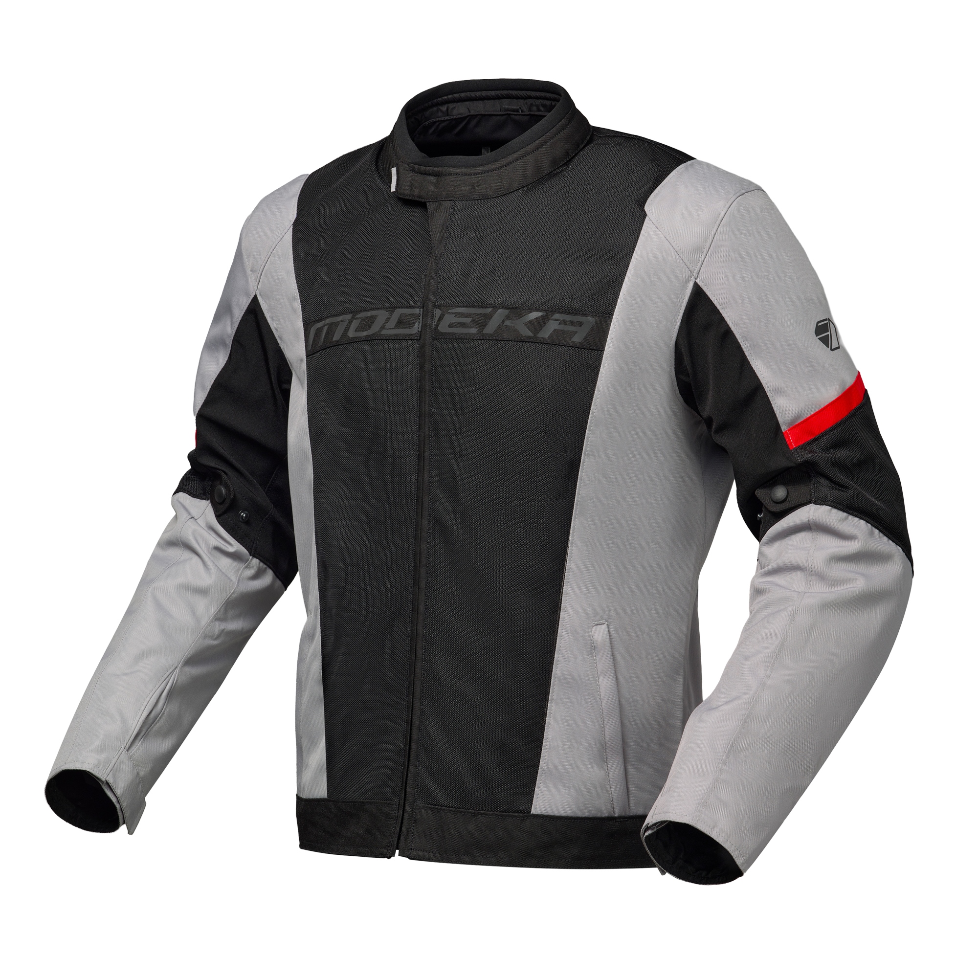 Doorwaai motorjas en hoodie heren MODEKA Jano Air Zwart-Licht grijs