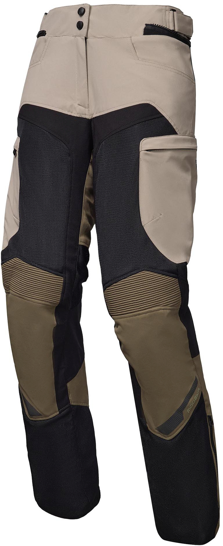 Pantalon moto en textile ventilé femmes MODEKA Khao Air II Lady Pants Sable-Kaki-Noir