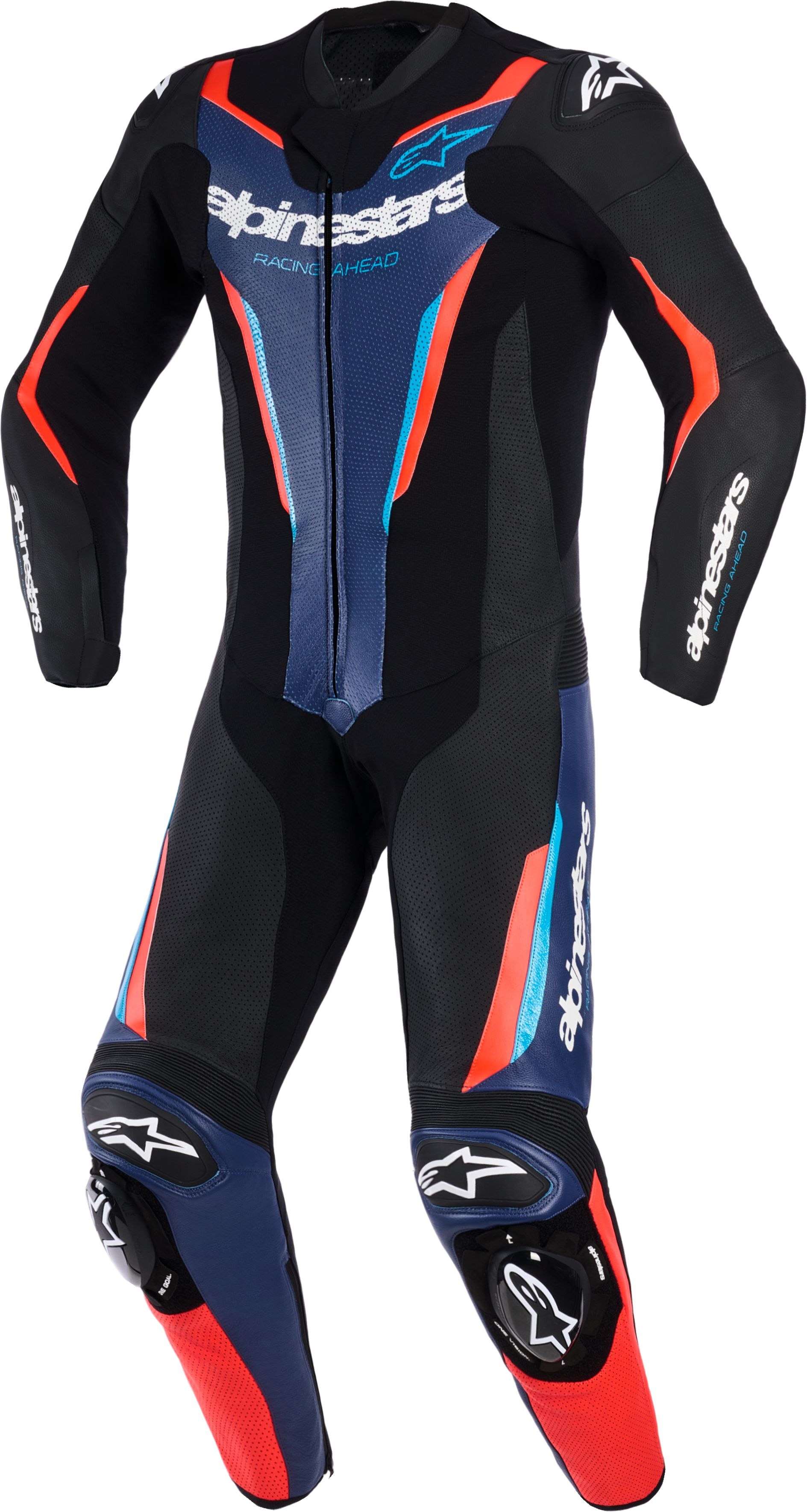 Combinaison en une pièce ALPINESTARS GP Force V2 1PC Suit Noir-Bleu-Rouge Fluo