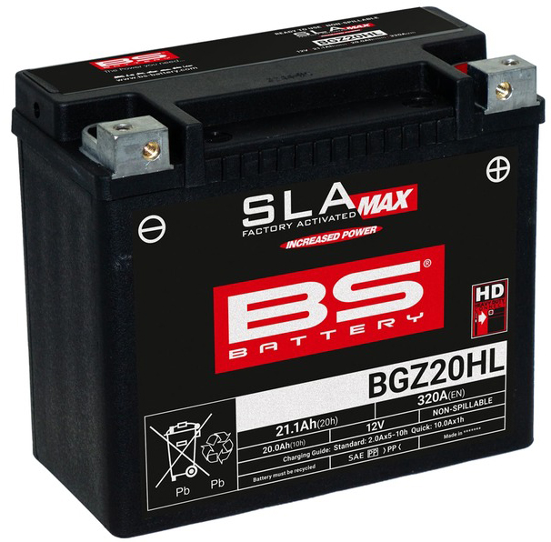 Batterie moto & scooter BS BATTERY fermée sans entretien BGZ20HL SLA Max HD