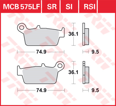 TRW Remblokken, en remschoenen voor de moto, MCB575RSI Sinter competitie offroad
