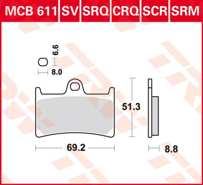 TRW Remblokken, en remschoenen voor de moto, MCB611 Allround organisch