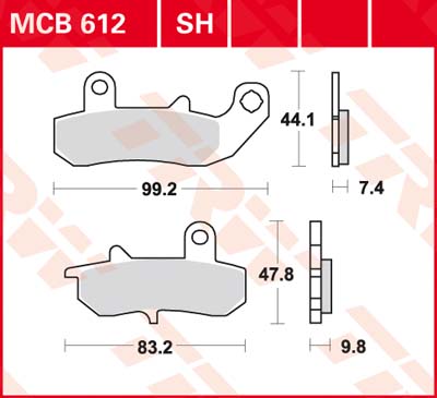 TRW Remblokken, en remschoenen voor de moto, MCB612SH Sinter street