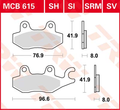 TRW Remblokken, en remschoenen voor de moto, MCB615SH Sinter street