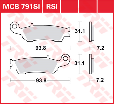 TRW Remblokken, en remschoenen voor de moto, MCB791RSI Sinter competitie offroad