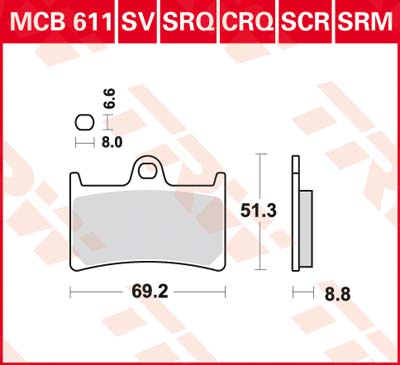 TRW Plaquettes de frein, et mâchoires moto, MCB611SRM Sinter maxi scooter