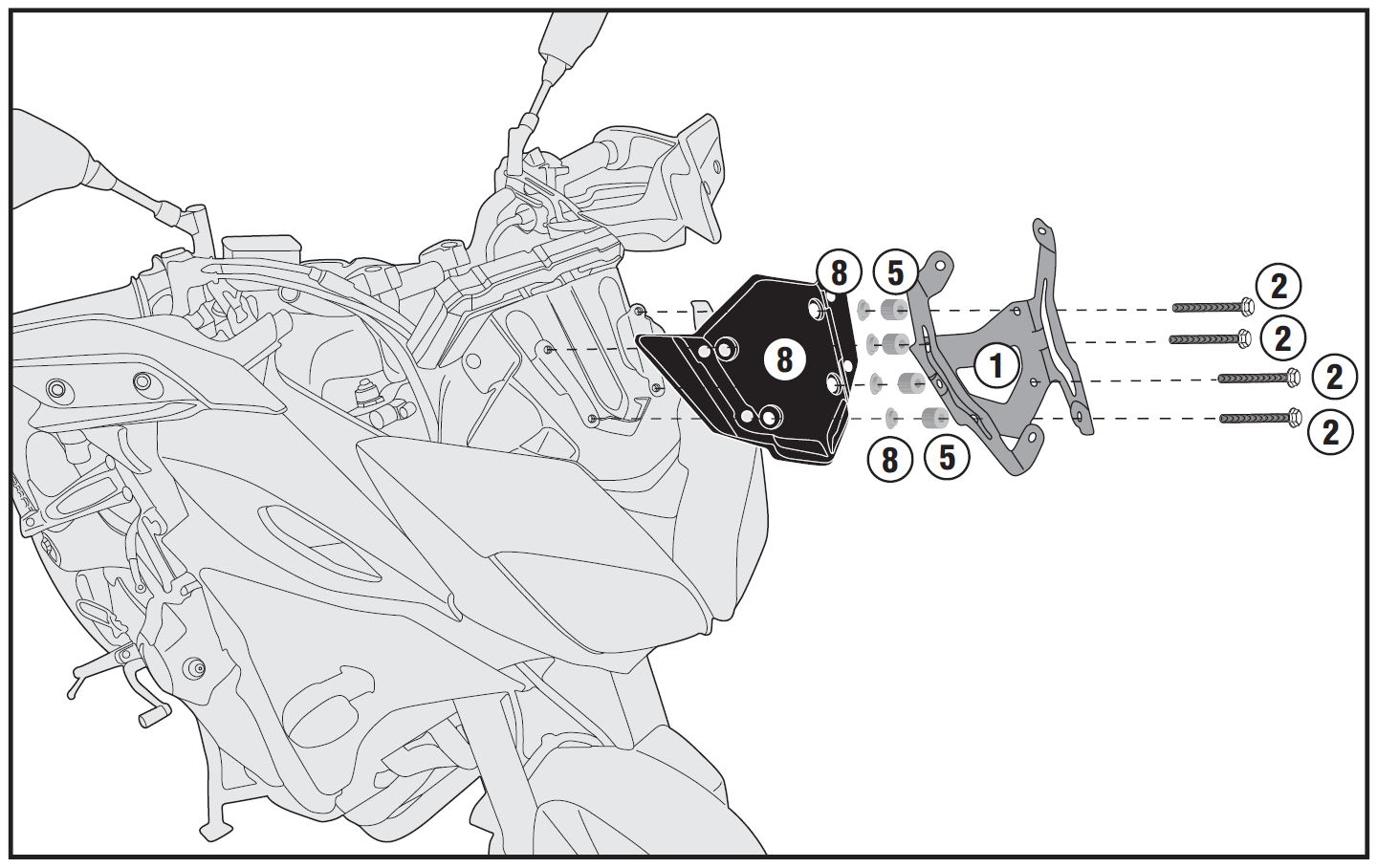 GIVI Bevestigingskit windscherm, moto en scooter, D2122KIT