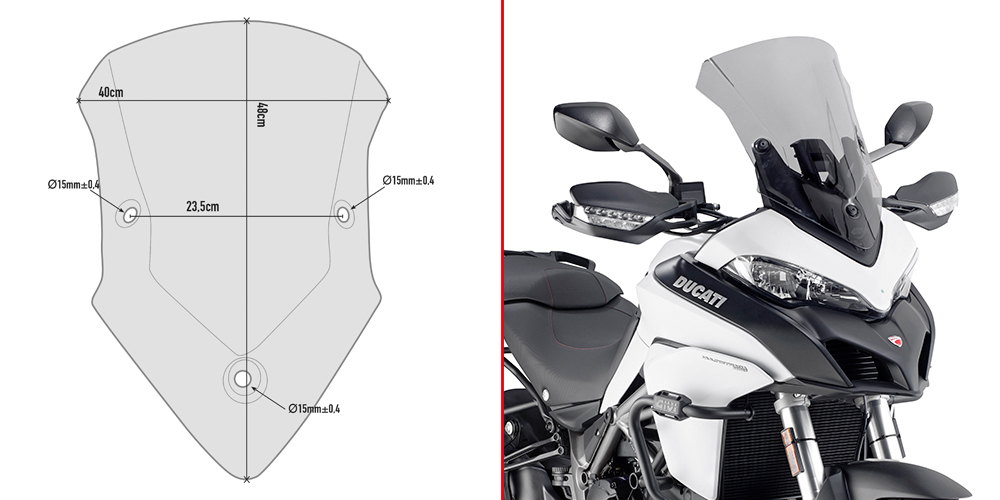 GIVI Windscherm, moto en scooter, D7406S Verhoogd getint