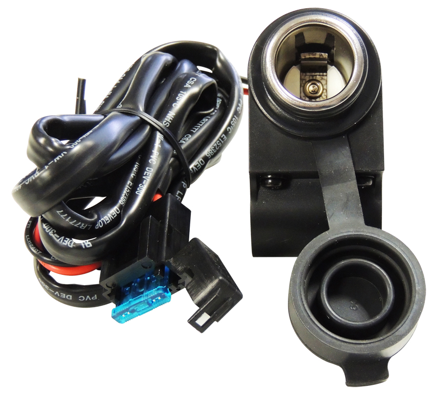 OXFORD Contactdoos stuur (output 12V/10A), Stroomvoorziening voor de moto, met zekering 1m20