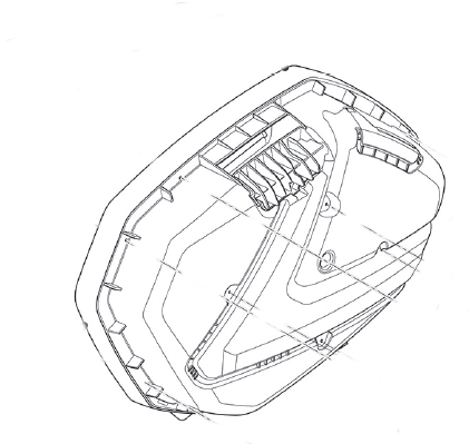 GIVI V37 Upper shell, Base & cover for motorcycle cases, Black V37NN left