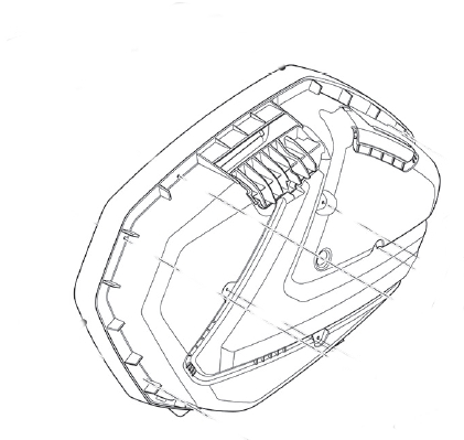 GIVI V37 Upper shell, Base & cover for motorcycle cases, Black V37NN left