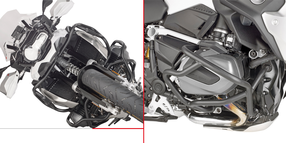 GIVI Valbeugel, Valbeugels voor de moto, TN5128 Zwart gepoedercoat staal onderzijde