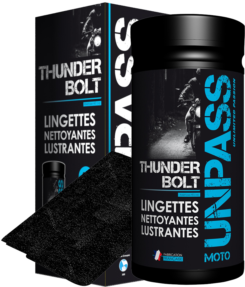 UNPASS Thunderbolt met microvezeldoek in case, Wassen zonder water voor de moto, 80 doekjes