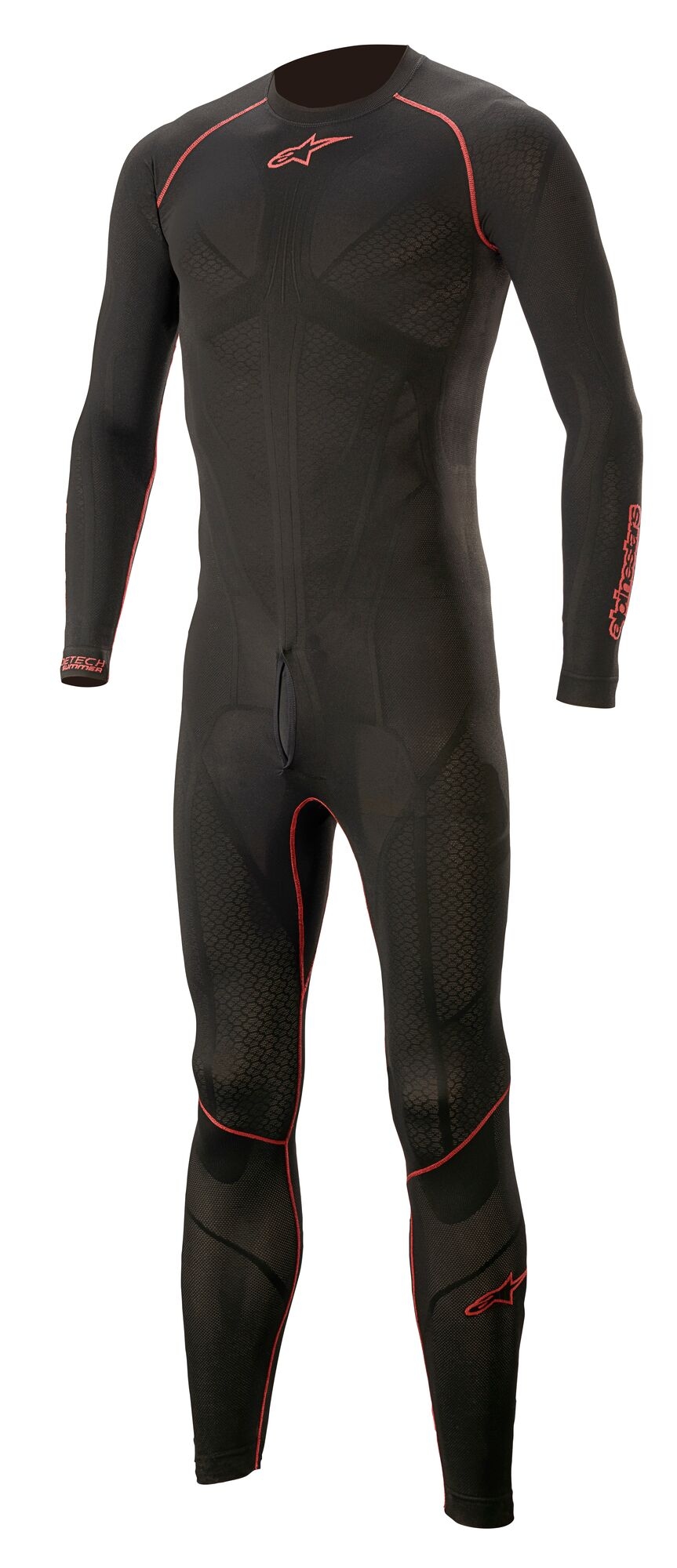 ALPINESTARS Ride Tech Lite 1 PC Undersuit, Thermal suit to wear on the motorcycle, Black-Red
