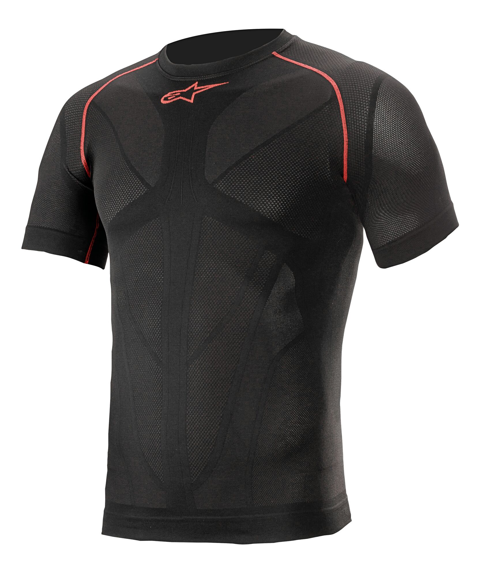 ALPINESTARS Ride Tech V2 Top Short Sleeve Summer, Thermoshirt voor op de moto, Zwart-Rood