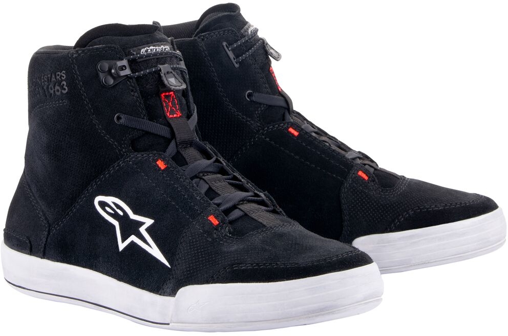 ALPINESTARS Chrome Shoes, Men's motorcycle, Black-Cool Grey-Red Fluo