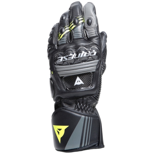 Dainese Druid 4 Leather Gloves Black Charcoal Gray Fluo Yellow - Maat XS