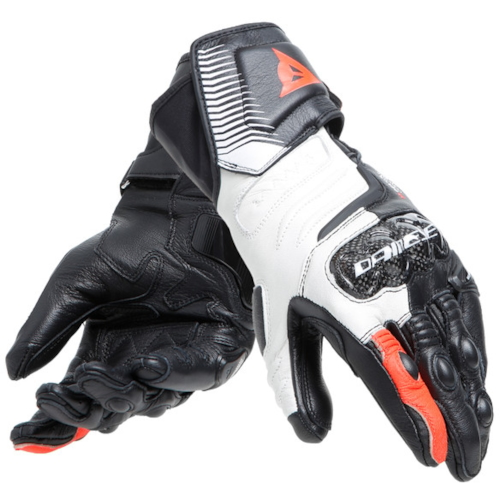 Dainese Carbon 4 Long Lady Leather Gloves Black White Fluo Red - Maat XS - Handschoen