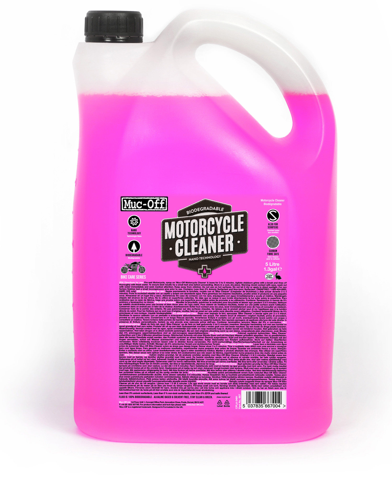 MUC-OFF Nano Tech motorreiniger, Shampoo en kuismiddel voor de motorfiets, 5L