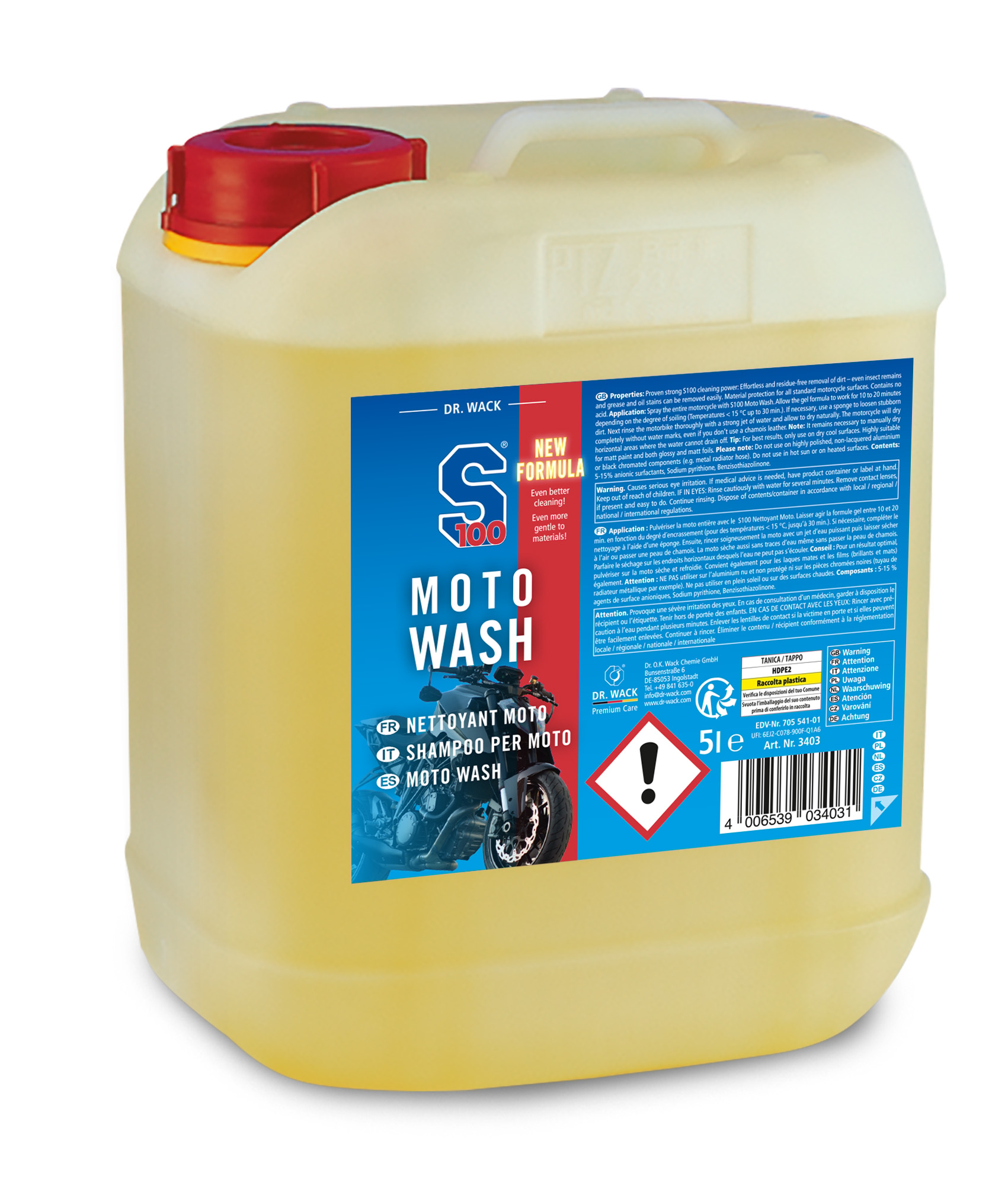 S100 Moto Wash, Shampoo en kuismiddel voor de motorfiets, 5L