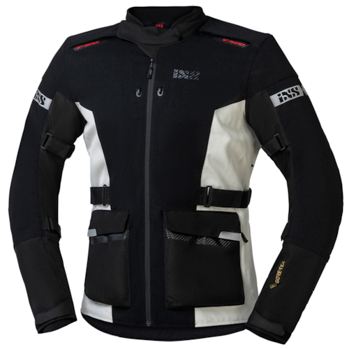 IXS Tour Jacket Horizon-GTX, Gore-Tex® motorjas heren, Zwart Wit lang