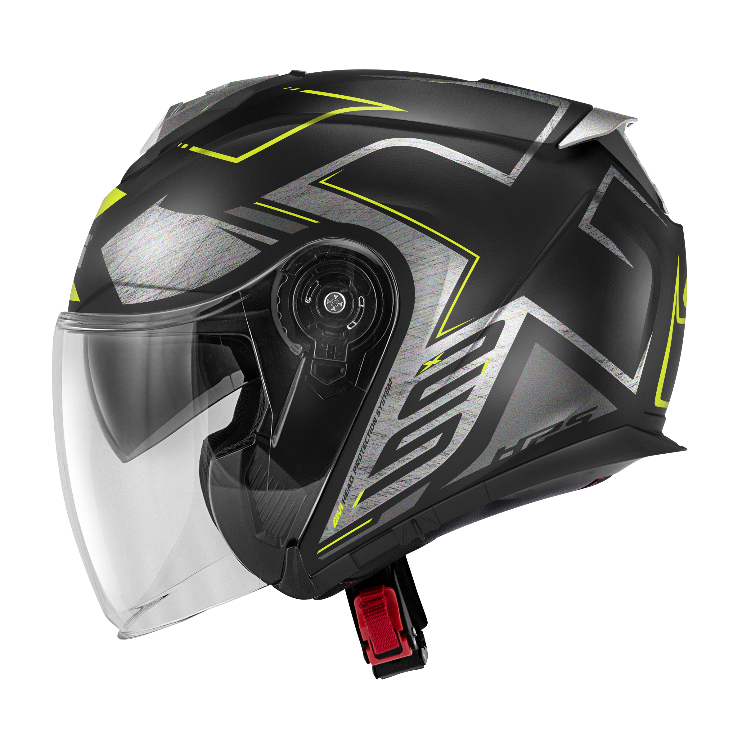 GIVI X.25 Trace Mat, Jethelm of scooter helm, Zwart-Titanium-Geel